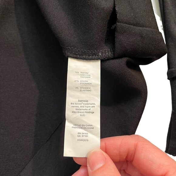 Kensie Womens Draped Ponte Jacket Black Size Large Snap Up Cowl Neck - Picture 8 of 11